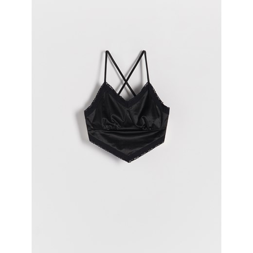 Reserved - Crop top z koronką - Czarny Reserved S Reserved