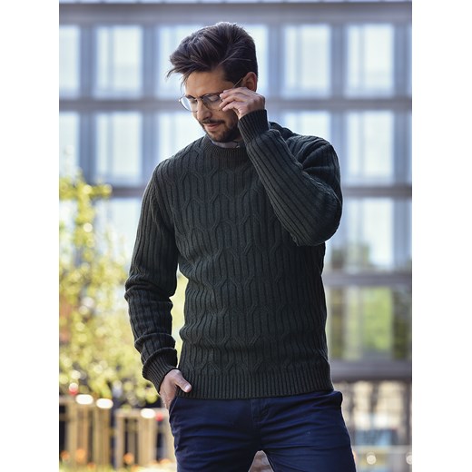 Sweter męski - Edward - oliwka - M ze sklepu Swetry Lasota w kategorii Swetry męskie - zdjęcie 145984031