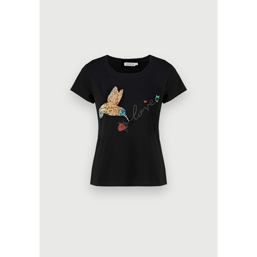 Czarna bawełniana koszulka wyszywana koralikami ze sklepu Molton w kategorii Bluzki damskie - zdjęcie 145986140