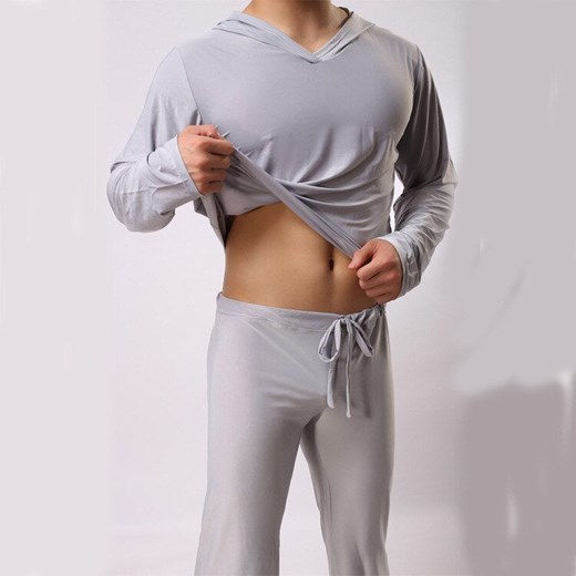 Piżama męska z kapturem - Brązowy / XS ze sklepu Valetta.pl w kategorii Piżamy męskie - zdjęcie 146014694