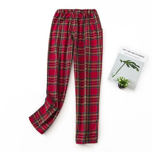 Spodnie do spania w kratkę - Czerwony / S/M ze sklepu Valetta.pl w kategorii Piżamy damskie - zdjęcie 146020914