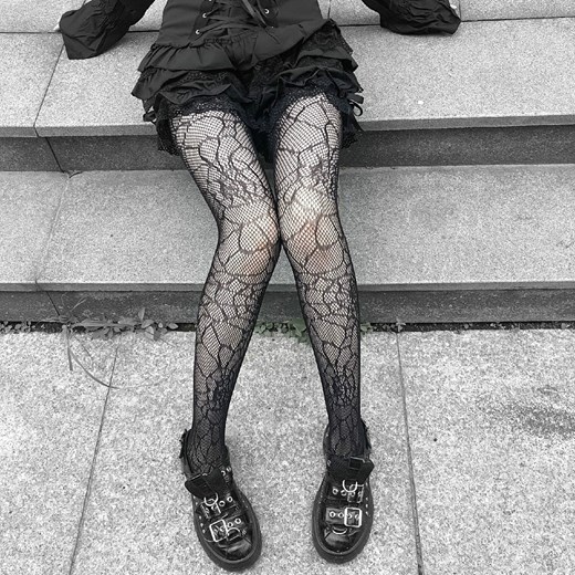 Rajstopy damskie z gotyckim wzorem - Czarny / Uniwersalny ze sklepu Valetta.pl w kategorii Rajstopy - zdjęcie 146022703