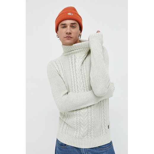 Jack & Jones sweter męski kolor beżowy z golferm Jack & Jones XL ANSWEAR.com