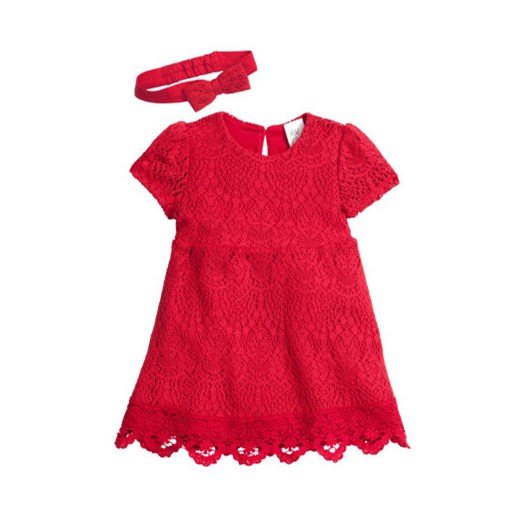  Koronkowa sukienka i opaska  h-m czerwony elastyczne