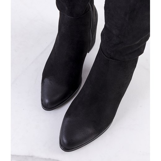 PA1 Czarne zamszowe kozaki na obcasie Georgie 39 ButyModne.pl
