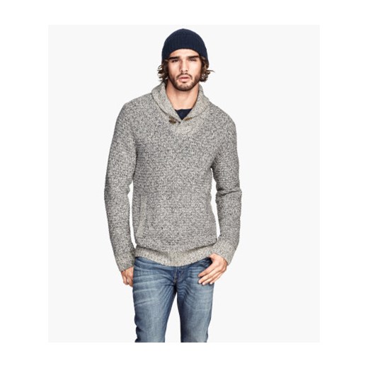  Sweter z domieszką wełny  h-m szary abstrakcyjne wzory