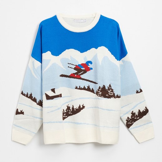 Sweter oversize z zimowymi motywami - Wielobarwny House M/L House