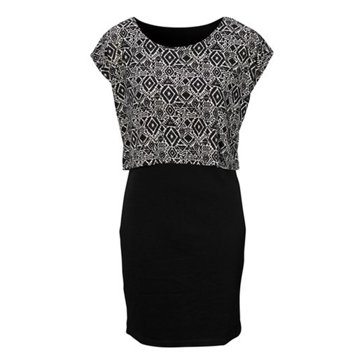 Sukienka czarny/biały halens-pl czarny abstrakcyjne wzory