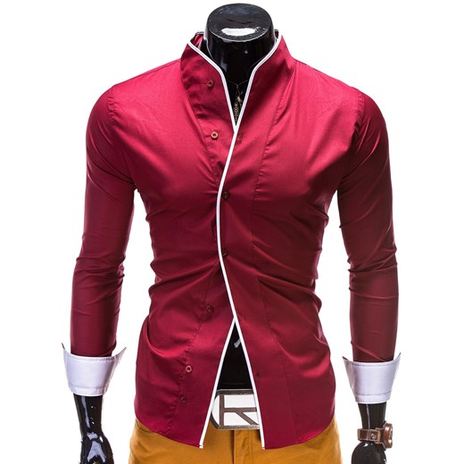 Koszula K124 - BORDOWA ombre czerwony koszule