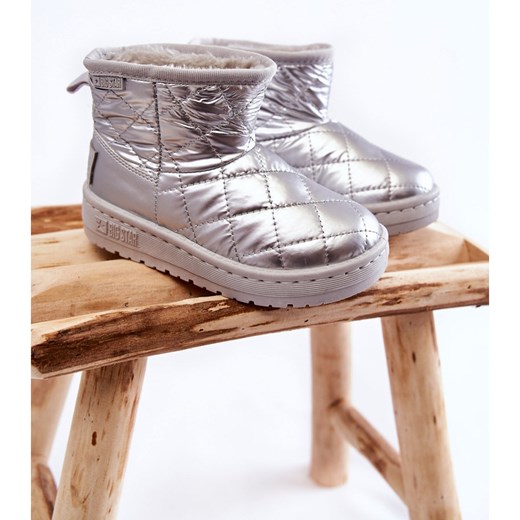 BIG STAR SHOES Dziecięce Ocieplane Botki Śniegowce Big Star KK374241 Srebrne 33 ButyModne.pl