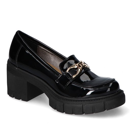Półbuty For-But 016 Czarne lakier ozdoba ze sklepu Arturo-obuwie w kategorii Półbuty damskie - zdjęcie 146181253