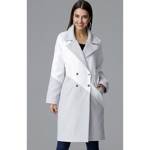 Płaszcz M626, Kolor szaro-biały, Rozmiar L, Figl ze sklepu Primodo w kategorii Płaszcze damskie - zdjęcie 146198600