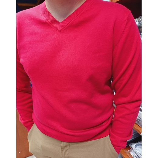 Sweter męski " w serek" w kolorze czerwonym Bodara XL ATELIER-ONLINE