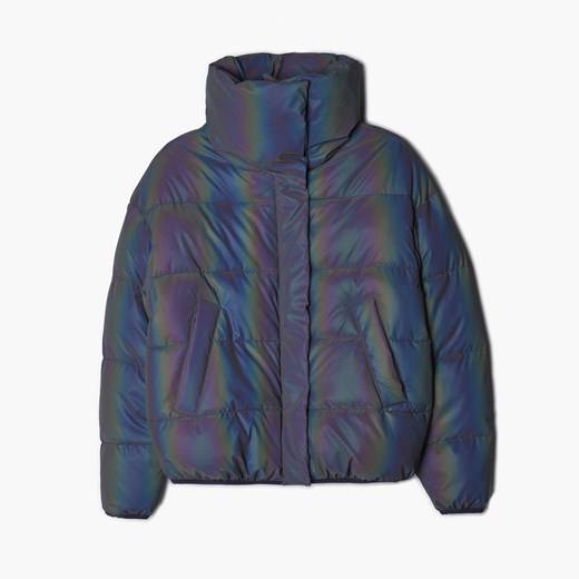 Cropp - Pikowana kurtka z efektem holo - Fioletowy Cropp XS Cropp