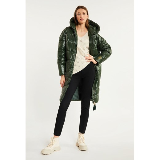 Puchowy, pikowany płaszcz z kapturem 36 wyprzedaż MONNARI