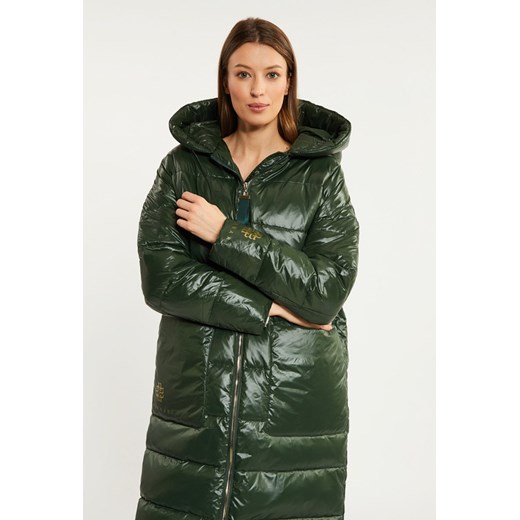 Puchowy, pikowany płaszcz z kapturem 44 okazja MONNARI