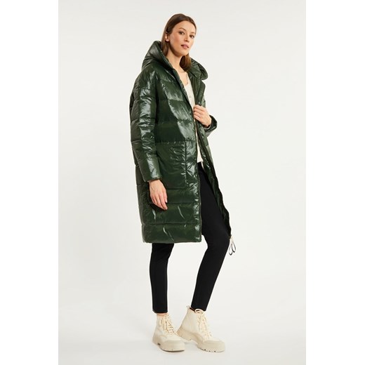 Puchowy, pikowany płaszcz z kapturem 36 promocja MONNARI