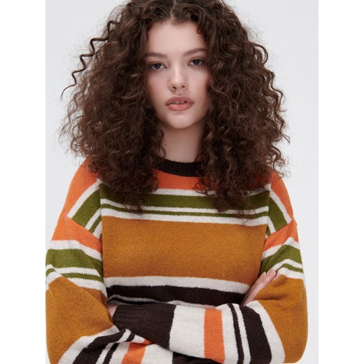 Cropp - Sweter w kolorowe paski oversize - Wielobarwny Cropp M Cropp