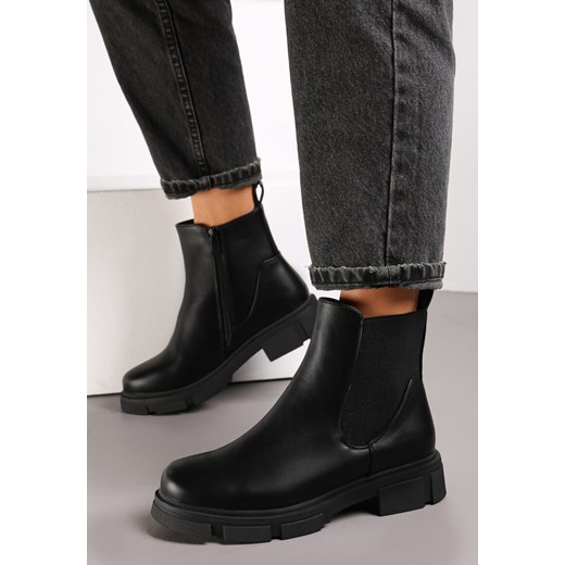 Czarne Botki Sztyblety z Elastyczną Wstawką Faphe Renee 39 okazyjna cena renee.pl