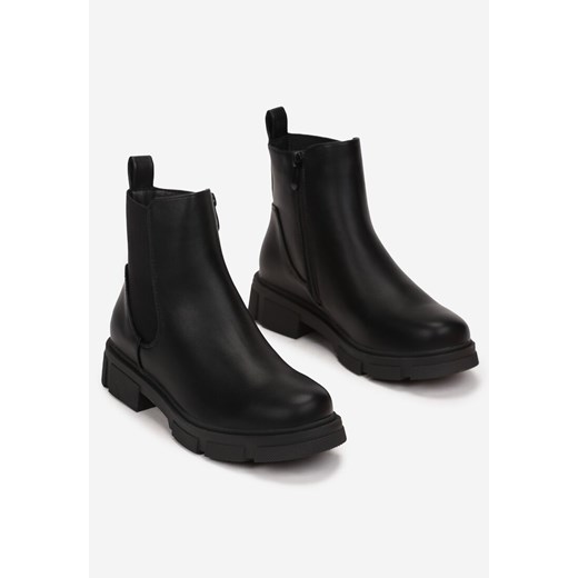 Czarne Botki Sztyblety z Elastyczną Wstawką Faphe Renee 38 promocja renee.pl