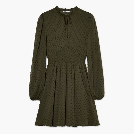 Cropp - Szyfonowa sukienka mini - Khaki Cropp S Cropp