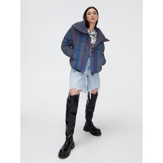 Cropp - Pikowana kurtka z efektem holo - Fioletowy Cropp L Cropp