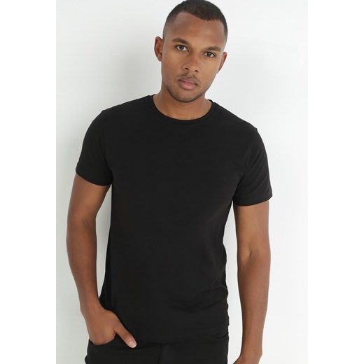 T-shirt męski Born2be czarny casual