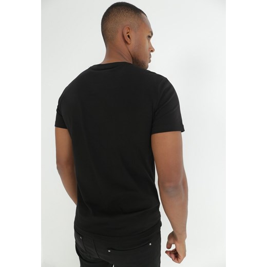 T-shirt męski czarny Born2be casual z dzianiny z krótkim rękawem