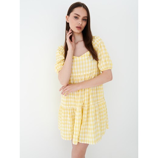 Mohito - Żółta sukienka mini w kratę - Yellow Mohito 42 promocja Mohito