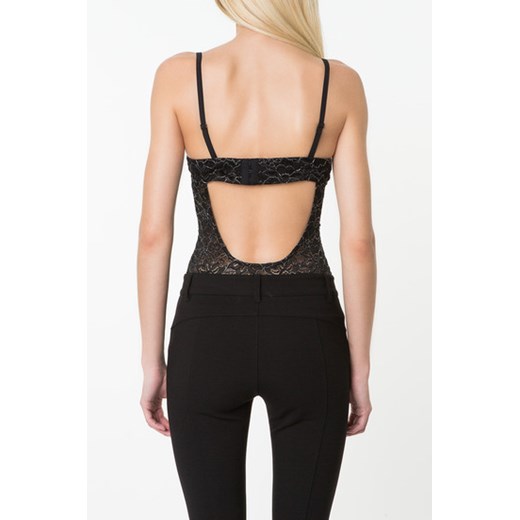 Black Lace Bodysuit with Foil Pattern tally-weijl bezowy 