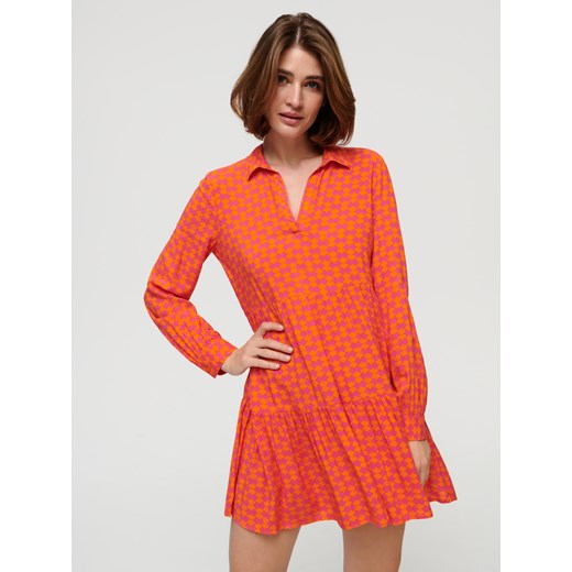 Sukienka Sinsay pomarańczowy casual z długim rękawem 