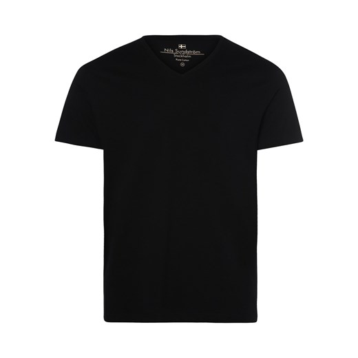 Nils Sundström T-shirt męski Mężczyźni Dżersej czarny jednolity ze sklepu vangraaf w kategorii T-shirty męskie - zdjęcie 146514991