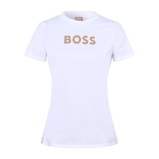 BOSS Orange T-shirt damski Kobiety Bawełna biały nadruk ze sklepu vangraaf w kategorii Bluzki damskie - zdjęcie 146515893