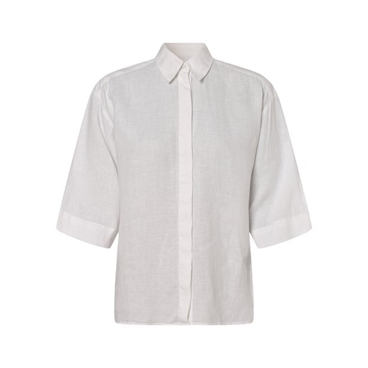 BOSS Damska bluzka lniana Kobiety len biały jednolity ze sklepu vangraaf w kategorii Koszule damskie - zdjęcie 146515924
