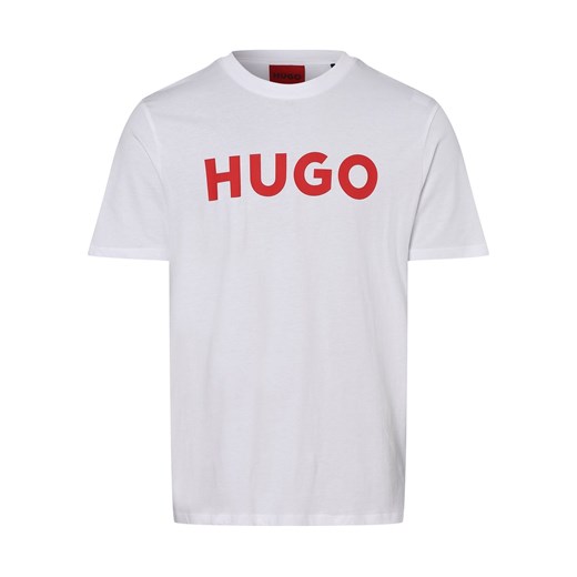 HUGO T-shirt męski Mężczyźni Dżersej biały nadruk ze sklepu vangraaf w kategorii T-shirty męskie - zdjęcie 146516240