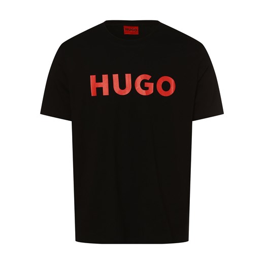 HUGO T-shirt męski Mężczyźni Dżersej czarny nadruk ze sklepu vangraaf w kategorii T-shirty męskie - zdjęcie 146516241