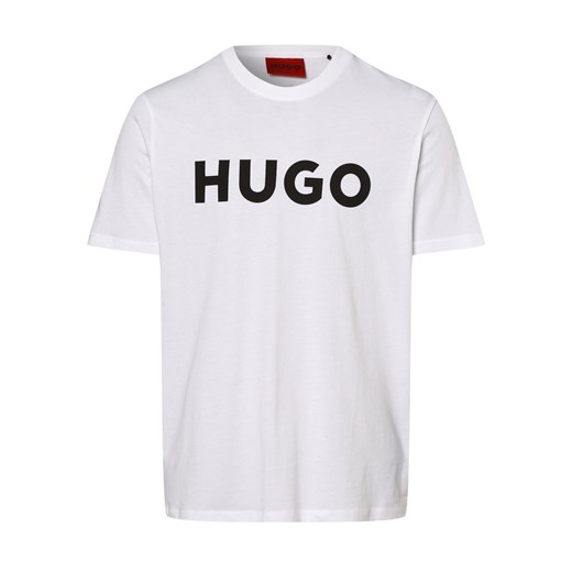 HUGO T-shirt męski Mężczyźni Dżersej biały nadruk ze sklepu vangraaf w kategorii T-shirty męskie - zdjęcie 146516243