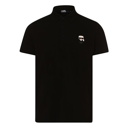 KARL LAGERFELD Męska koszulka polo Mężczyźni Dżersej czarny jednolity ze sklepu vangraaf w kategorii T-shirty męskie - zdjęcie 146516412