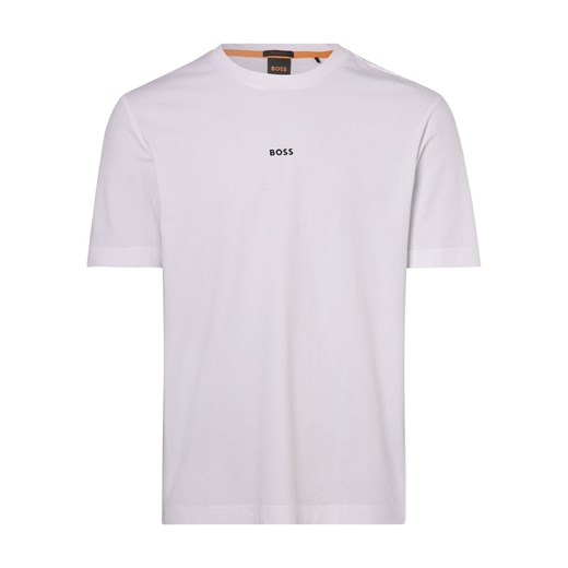 BOSS Orange T-shirt męski Mężczyźni Bawełna biały jednolity ze sklepu vangraaf w kategorii T-shirty męskie - zdjęcie 146516701