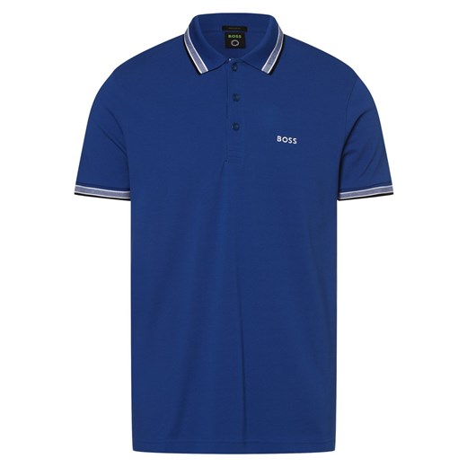 BOSS Green Męska koszulka polo Mężczyźni Bawełna niebieski jednolity ze sklepu vangraaf w kategorii T-shirty męskie - zdjęcie 146517361