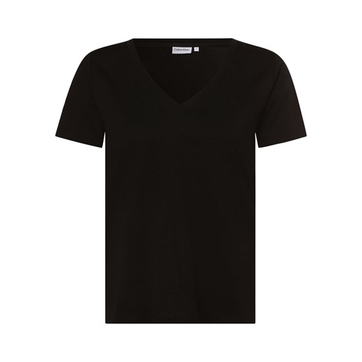 Calvin Klein T-shirt damski Kobiety Bawełna czarny jednolity ze sklepu vangraaf w kategorii Bluzki damskie - zdjęcie 146518863