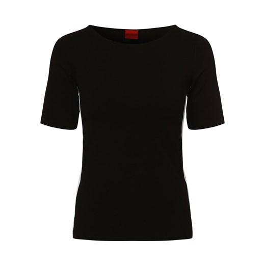 HUGO T-shirt damski Kobiety Dżersej czarny jednolity ze sklepu vangraaf w kategorii Bluzki damskie - zdjęcie 146519363