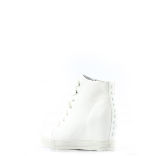 Sneakersy White Studs born2be-pl bialy materiałowe