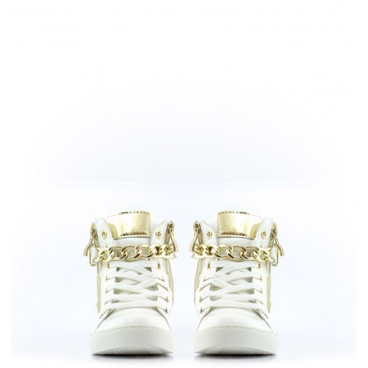 Sneakersy White & Gold Chain born2be-pl bezowy materiałowe