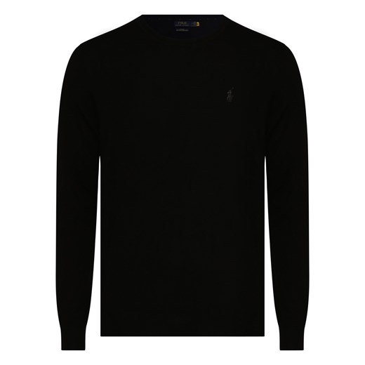 Polo Ralph Lauren Męski sweter z wełny merino Mężczyźni Wełna merino czarny jednolity ze sklepu vangraaf w kategorii Swetry męskie - zdjęcie 146522920