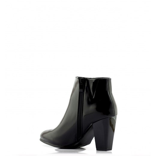Botki Black Shiny Boots on Heel born2be-pl czarny ekologiczne