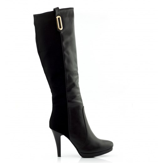 Kozaki Classic Black Long Boots High-heeled born2be-pl czarny Eko