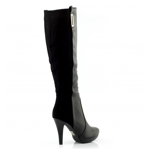 Kozaki Classic Black Long Boots High-heeled born2be-pl czarny ekologiczne