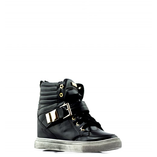 Sneakersy Black Leather born2be-pl czarny ekologiczne