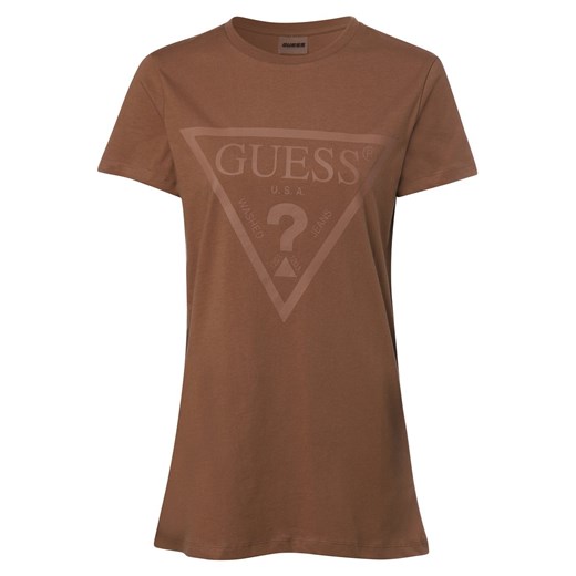GUESS T-shirt damski Kobiety Bawełna brązowy nadruk Guess M vangraaf